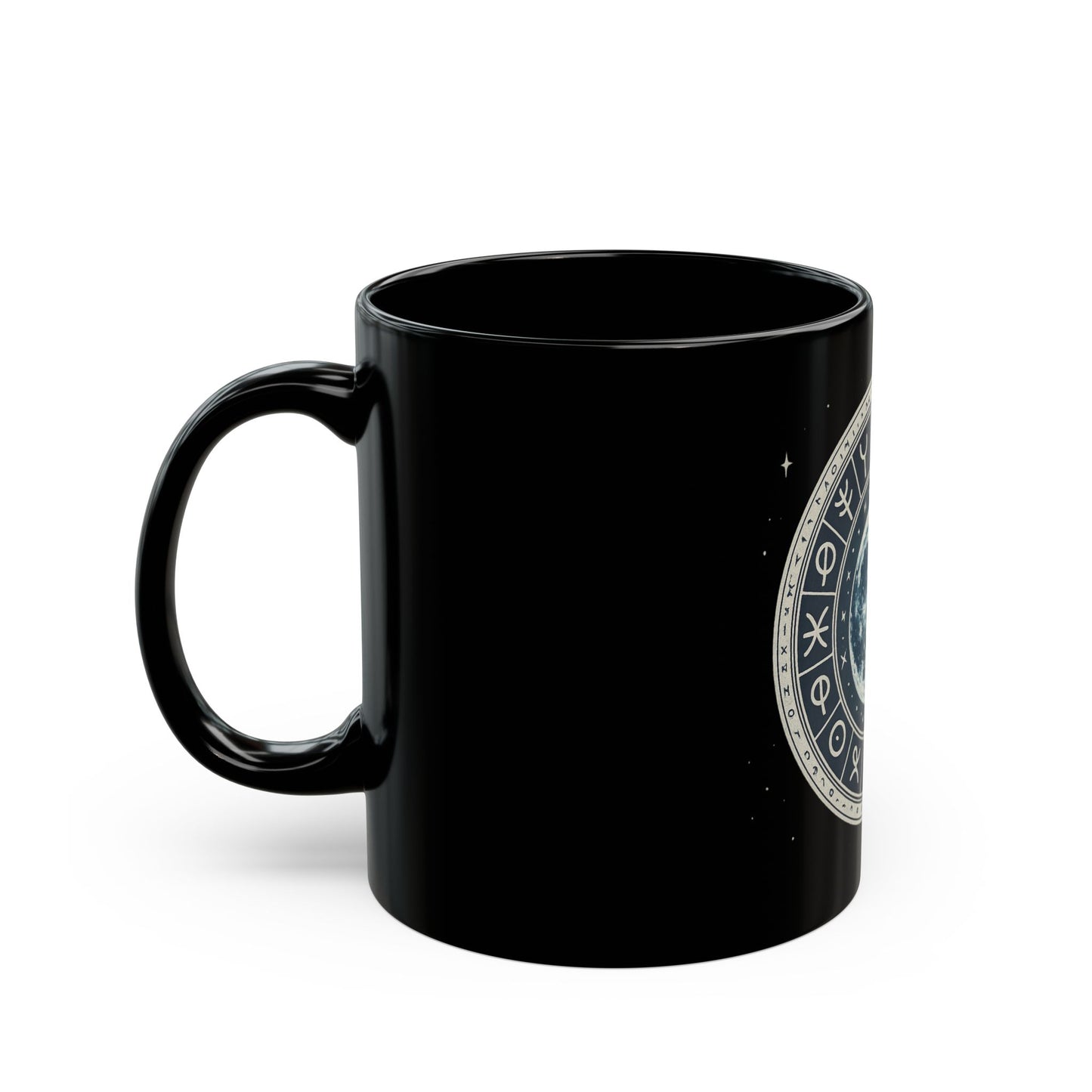 Taza de cerámica Luna Llena — Taza de café Rueda Astrológica (325 ml y 444 ml)