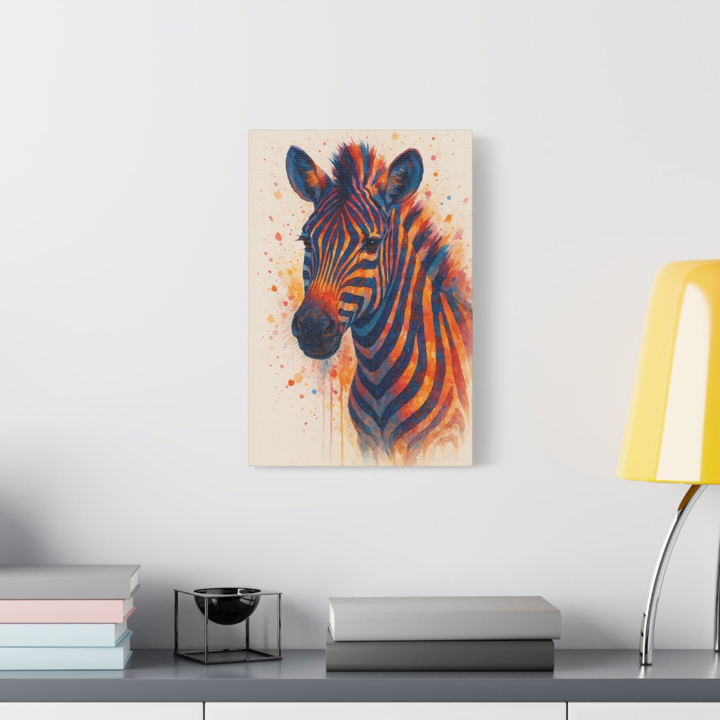 Zebra Watercolor Fine Art Print with Passepartout — Vibrant Animal Wall Art