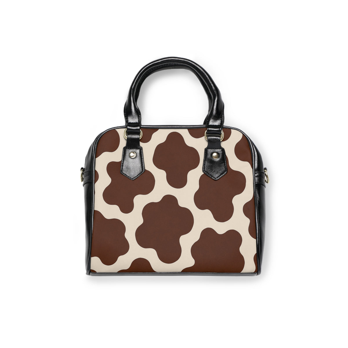 Cow Print Shoulder Handbag — Brown Retro Cowhide Pattern Tote