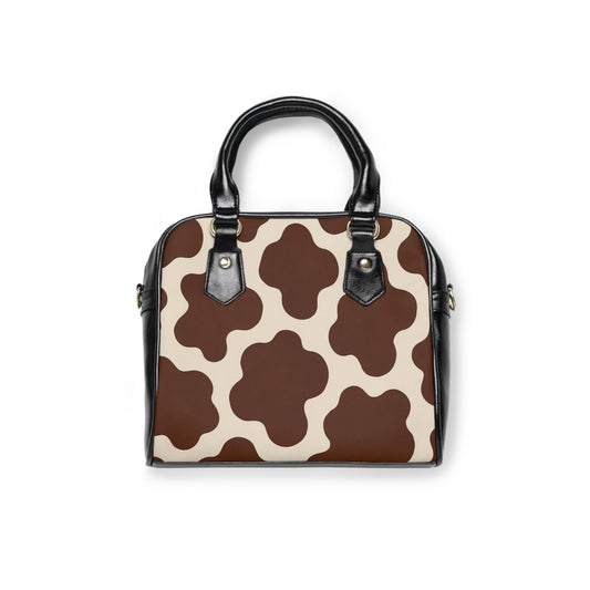 Cow Print Shoulder Handbag — Brown Retro Cowhide Pattern Tote