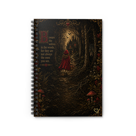 Red Riding Hood Forest Notebook — 'Beware the Wolves' Spiral Journal