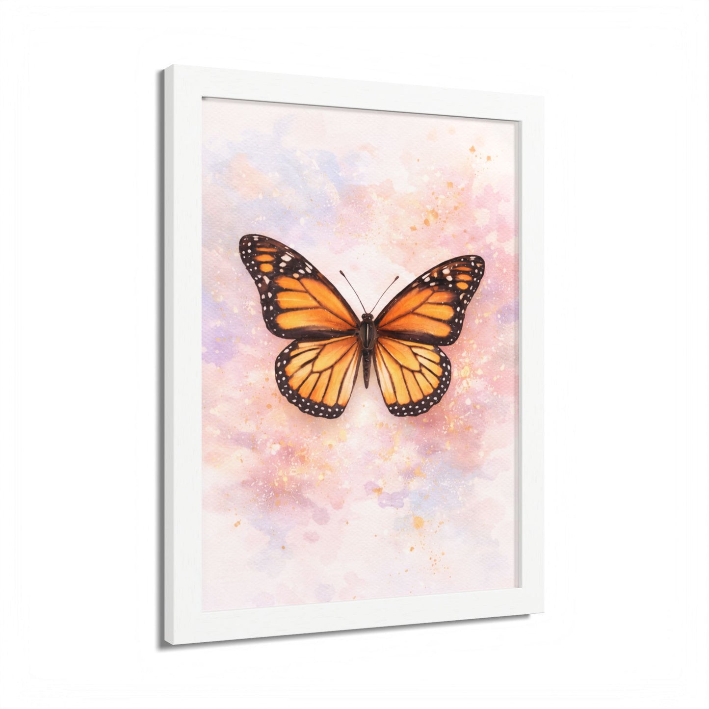Póster enmarcado Mariposa Monarca — Arte de pared en acuarela para habitación de bebé y dormitorio