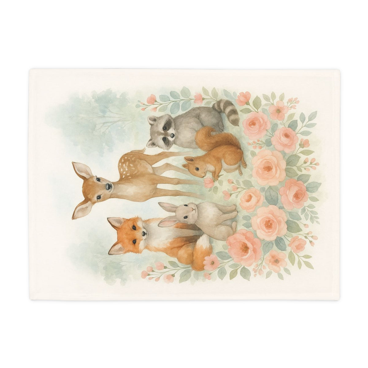 Manta de felpa Woodland Friends con diseño floral campestre elegante