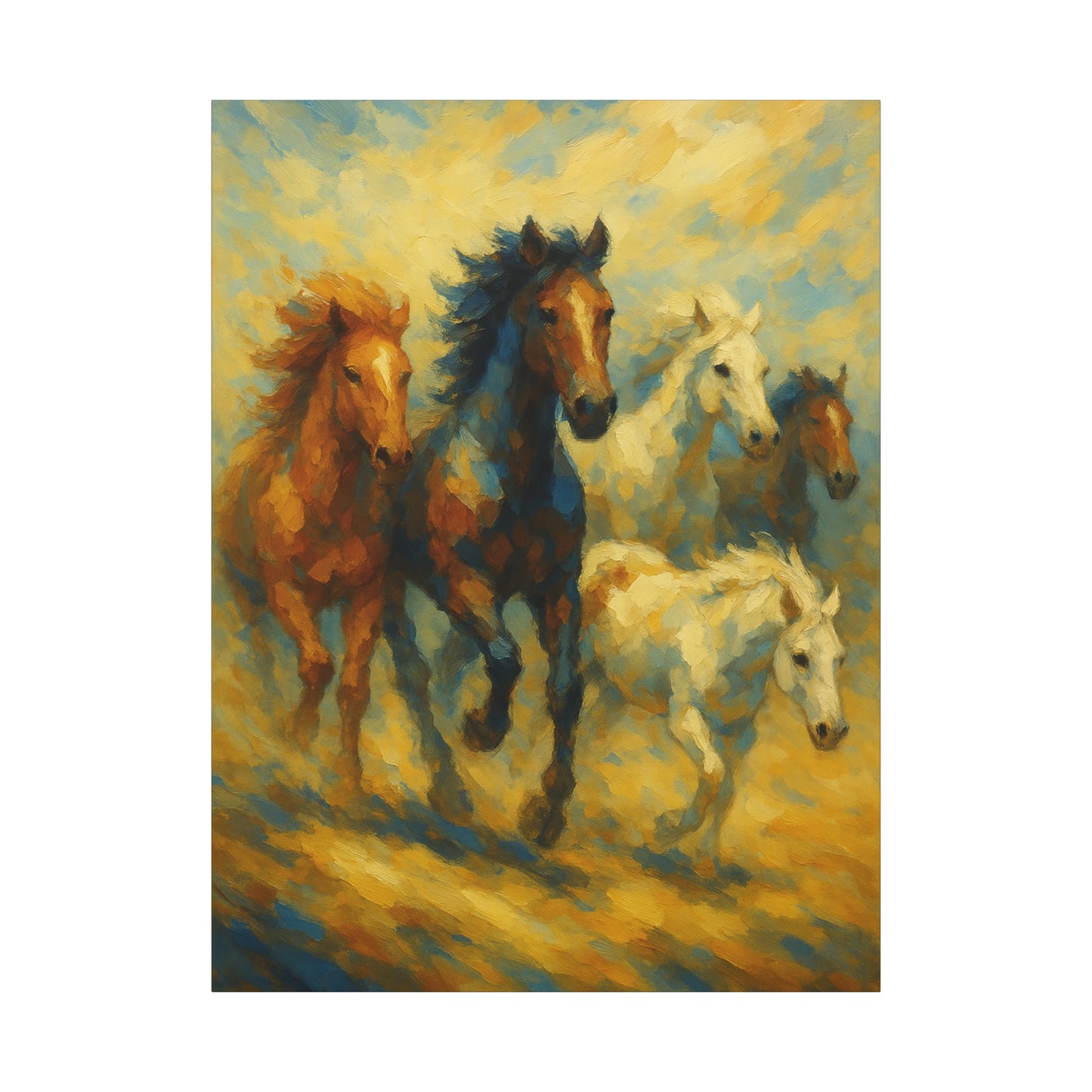 Galloping Wild Horses Matte Canvas Print — Stretched 1.25"