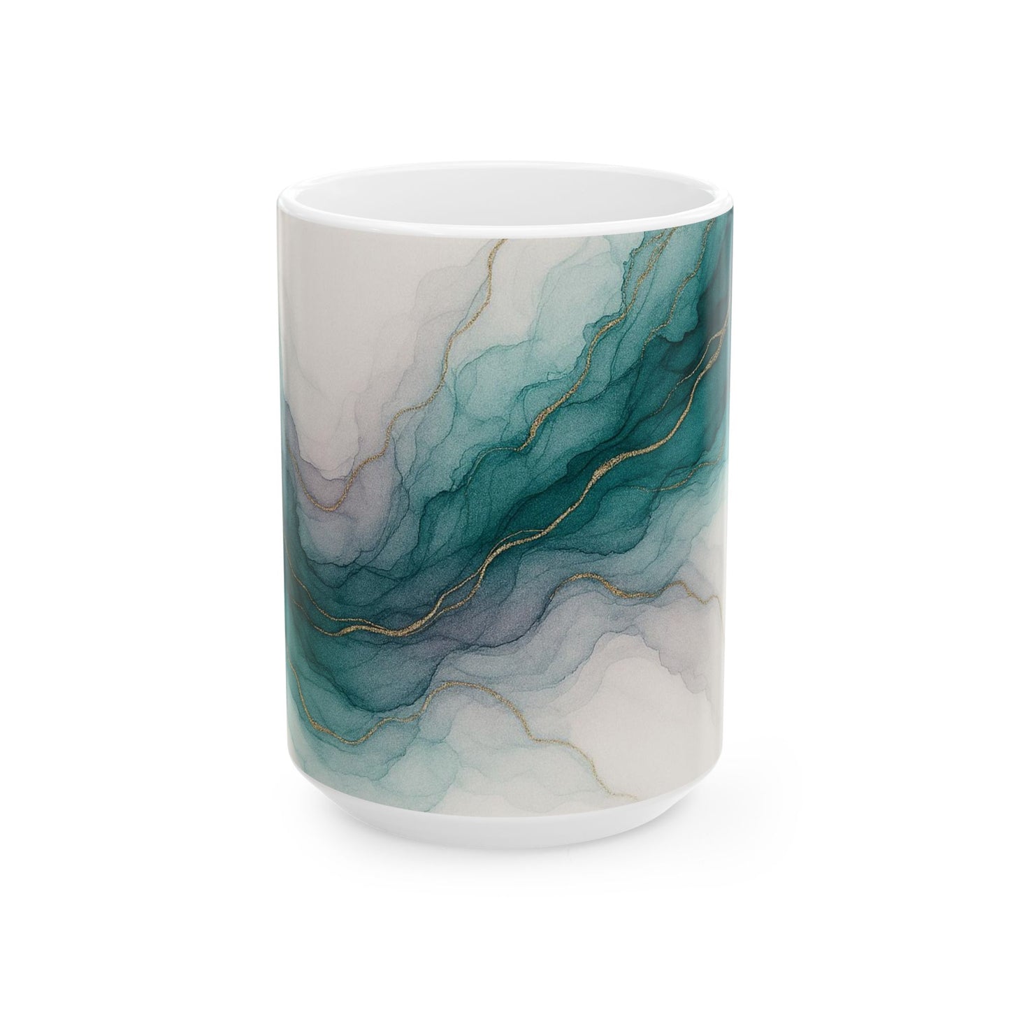 Waters Edge - Colección Abstracta, Elegante Taza Abstracta de Tinta Acrílica, Taza de Café, Taza de Té, Regalo para Ella, Decoración del Hogar, Taza de Oficina, Diseño Minimalista, Obra de Arte Única