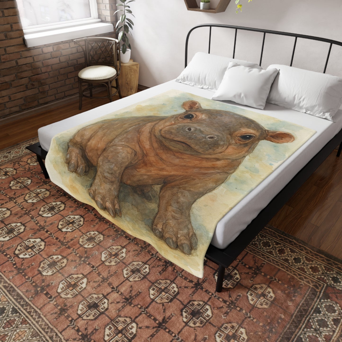 Baby Hippo-Savanah Collection-Plush Blanket