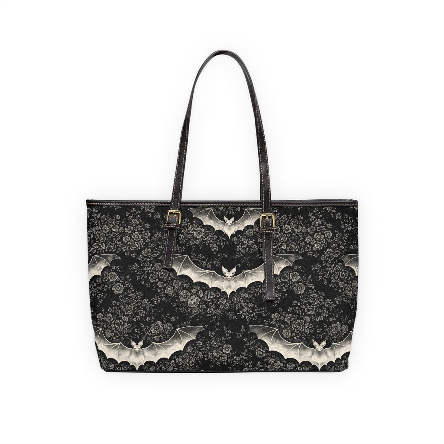Bolso de Hombro de PU Eclipse Noir — Bolso Tote Floral Gótico