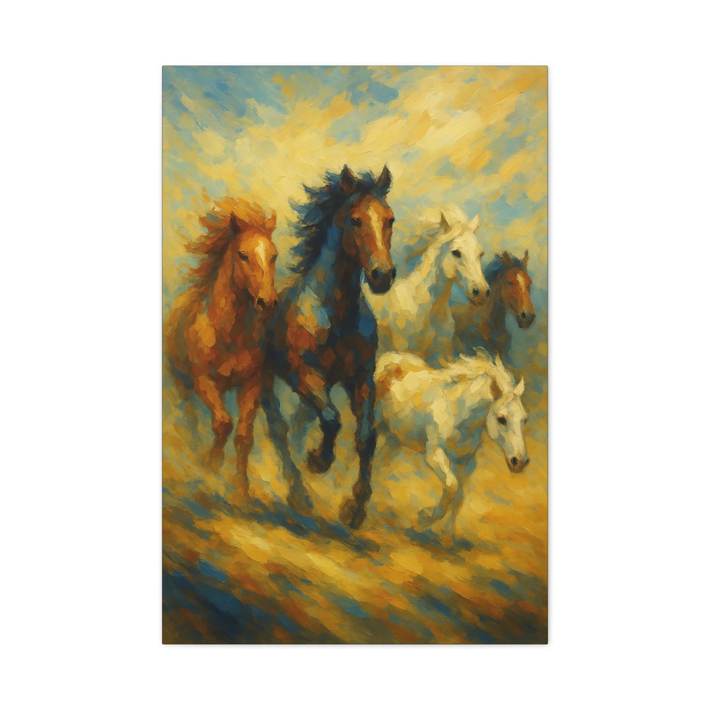 Galloping Wild Horses Matte Canvas Print — Stretched 1.25"