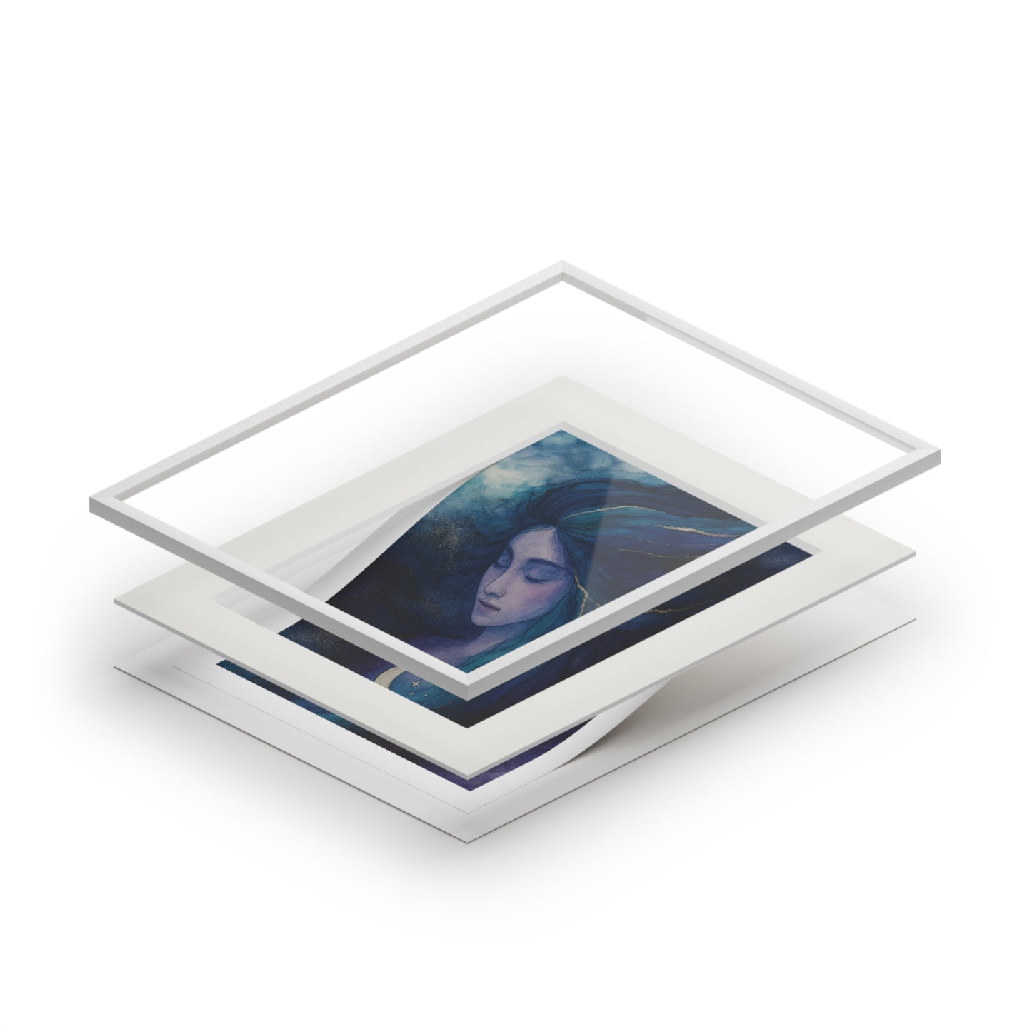 Moon Goddess -Fine Art Prints - Goddess Series Alcohol Ink Style Passepartout Paper Frame