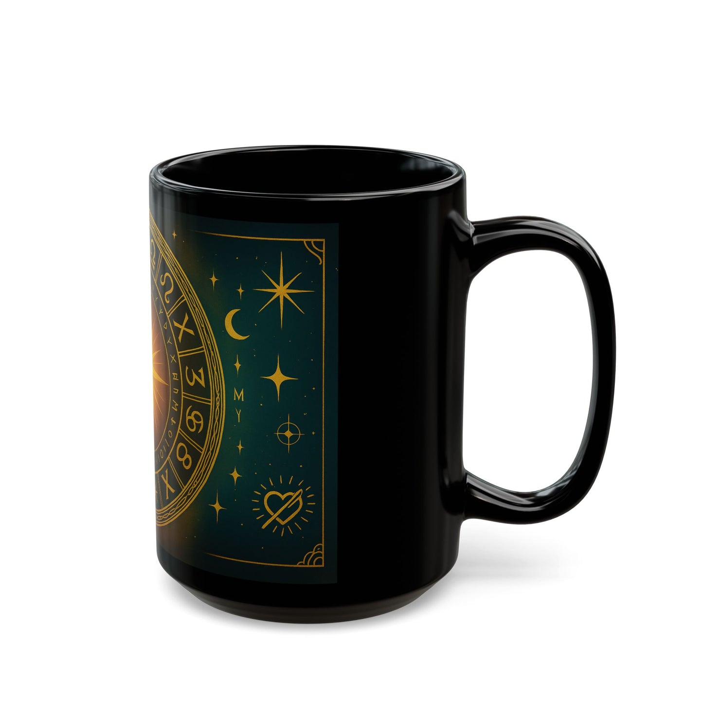 Taza Negra de Astrología Ascensión Solar — Taza de Café Celestial Rueda del Zodíaco (325 ml/444 ml)
