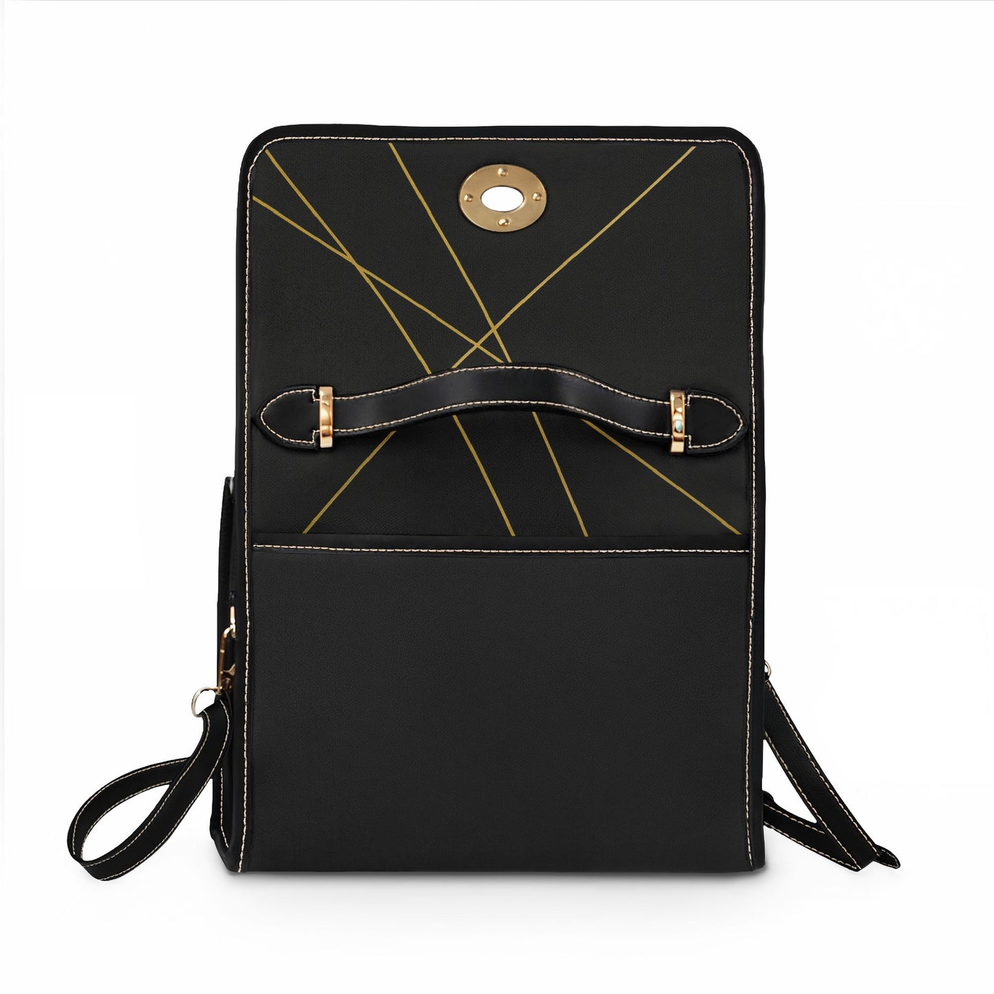 Michelle canvas bag side view – black waterproof canvas tote with PU leather handles and adjustable shoulder strap by the Soulful Brush
