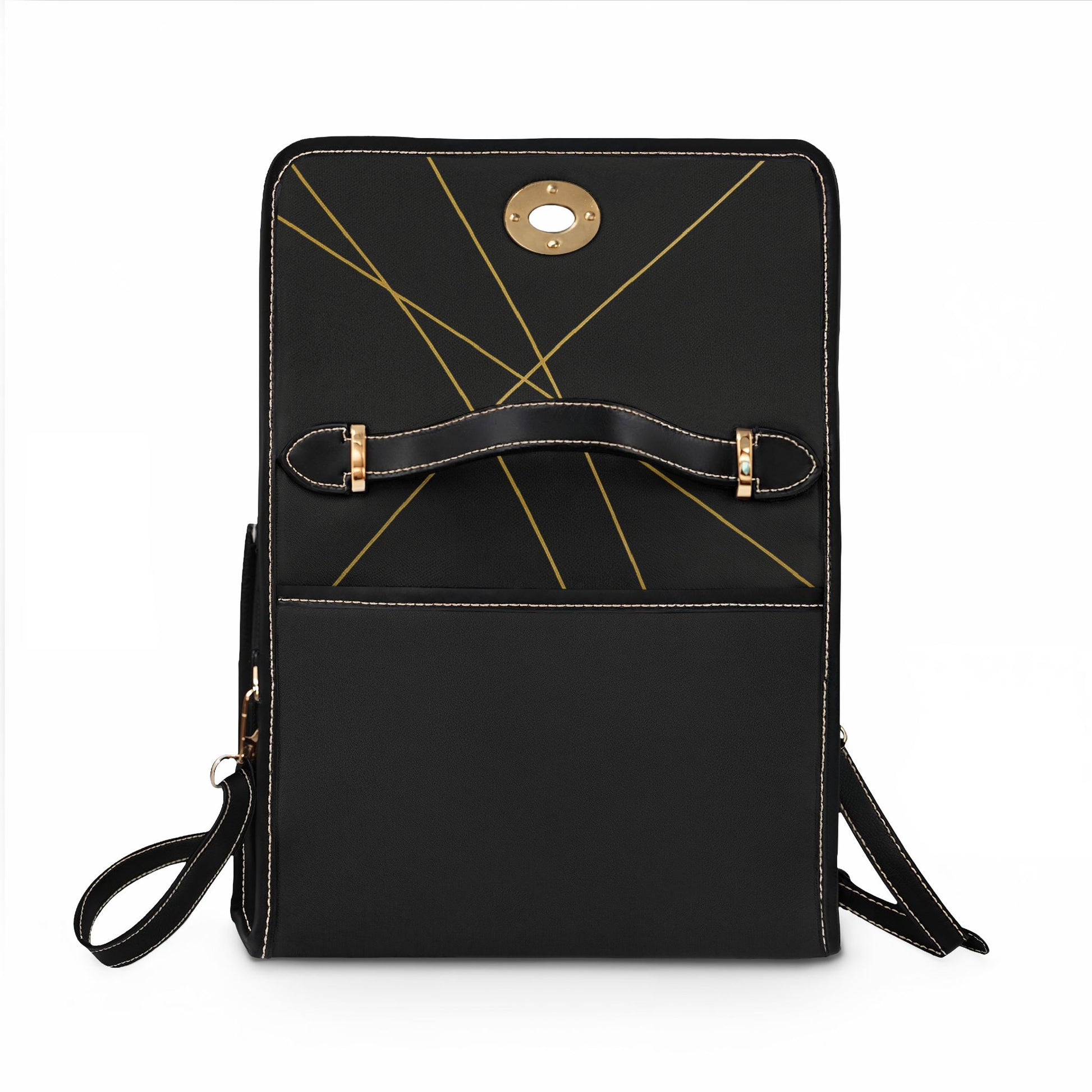 Michelle canvas bag side view – black waterproof canvas tote with PU leather handles and adjustable shoulder strap by the Soulful Brush
