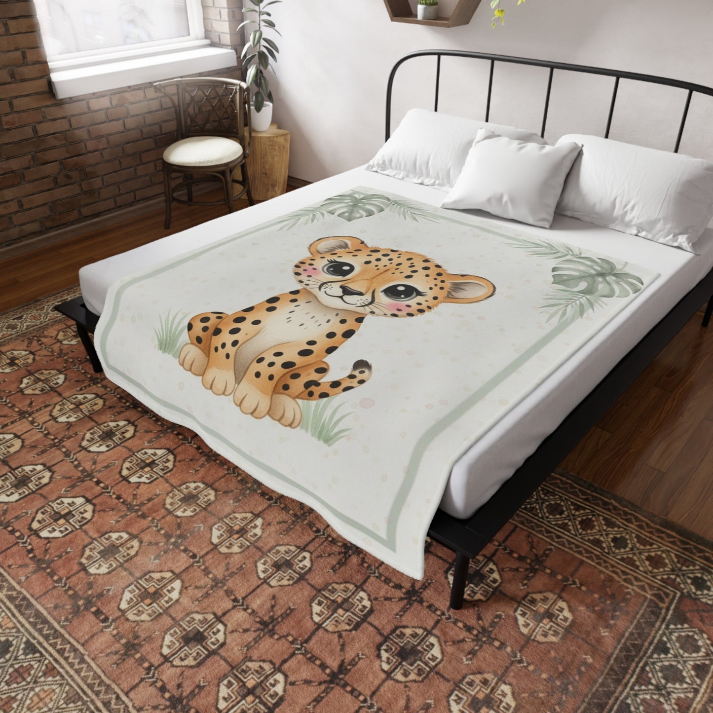 Baby Cheetah- Baby Safari Plush Blanket -Coordinates with Baby Safari nursery items Baby