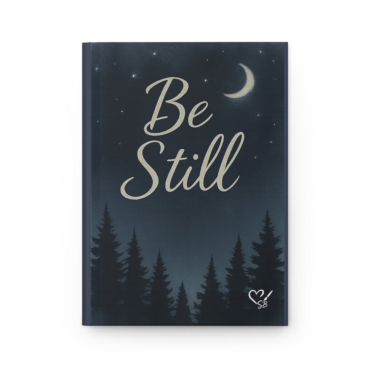 Be Still Night Forest Hardcover Journal — Lined Matte Notebook for Mindfulness & Prayer