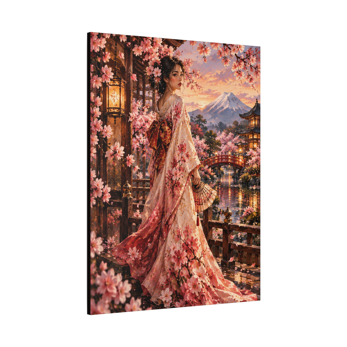 Japanese Cherry Blossom Geisha Canvas Wall Art-Madam Butterfly