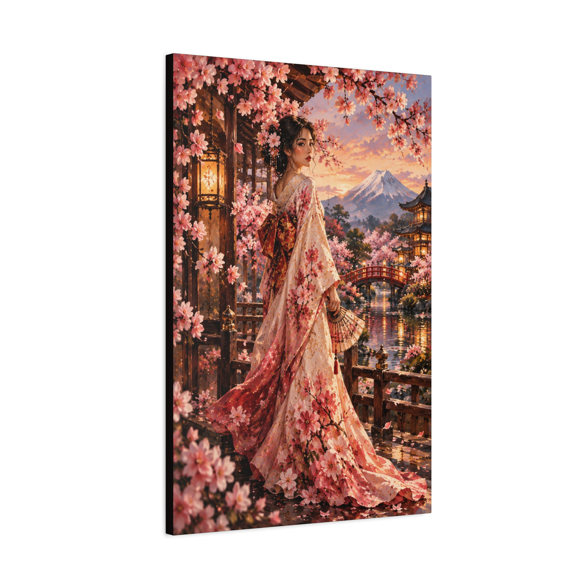 Japanese Cherry Blossom Geisha Canvas Wall Art-Madam Butterfly