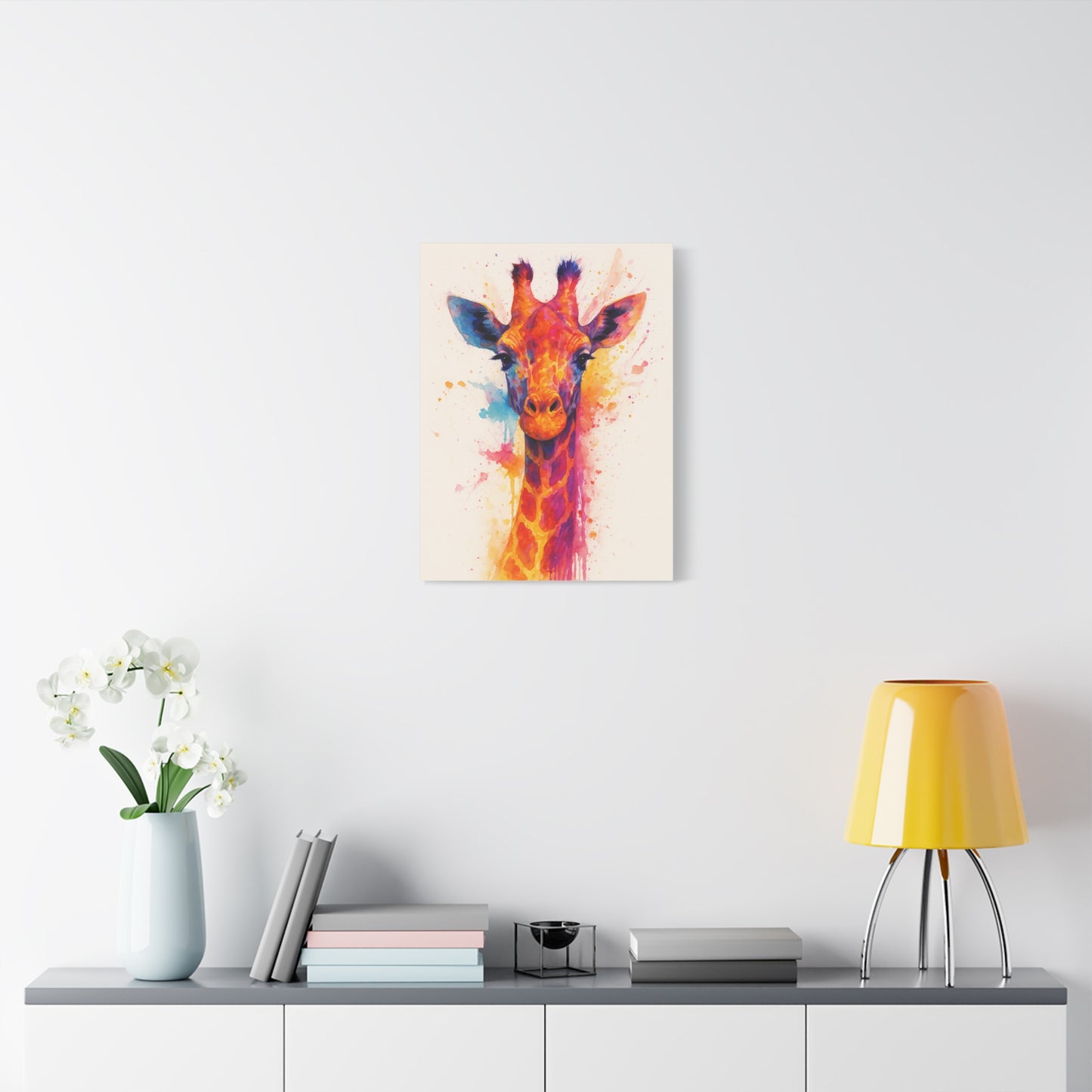 Jirafa — Tinta acrílica animal abstracta de colores llamativos Lienzo mate (estirado)