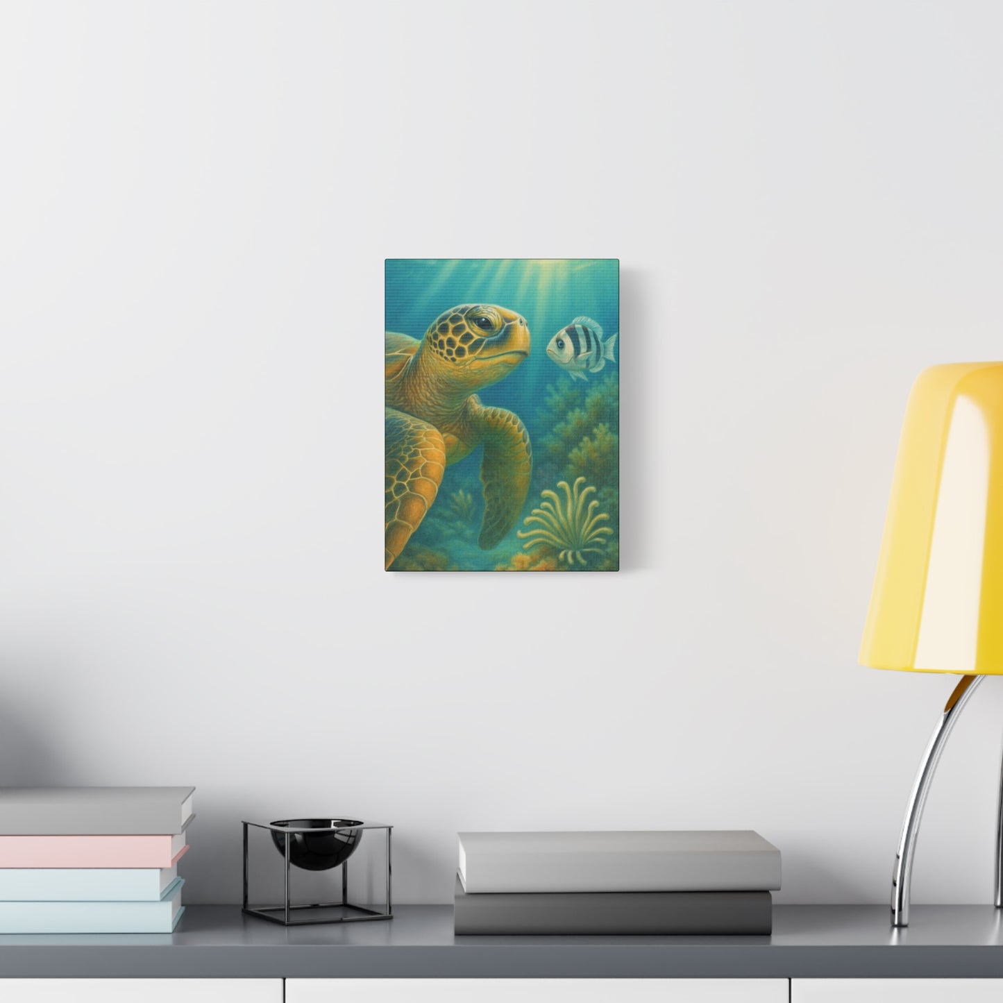 Sea Turtle Underwater Canvas Art – Matte Stretched Wall Decor