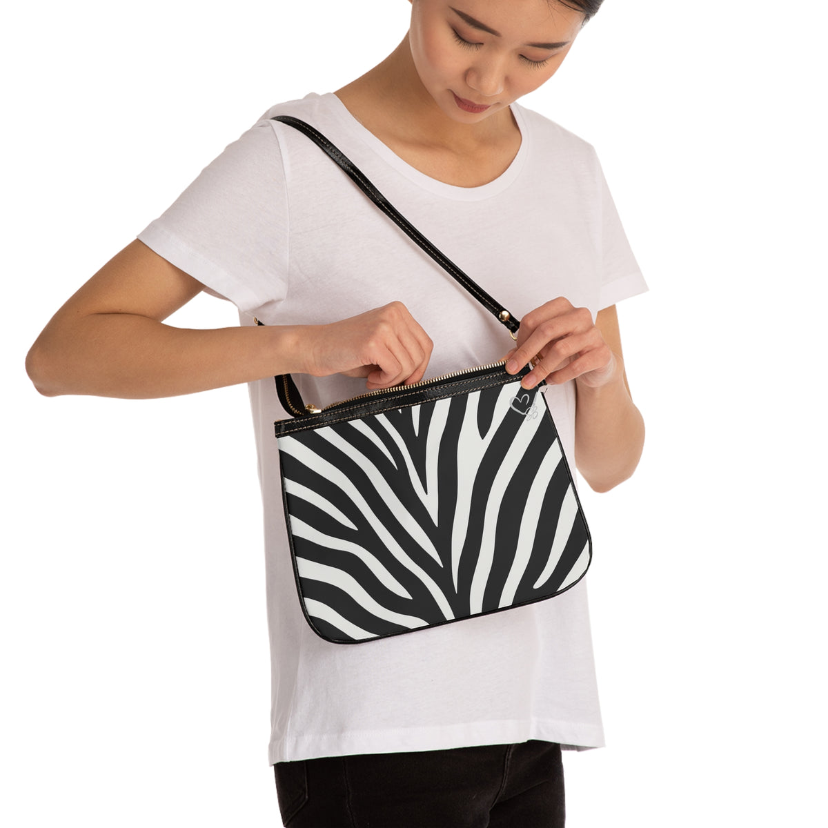 Bolso de hombro pequeño con estampado de cebra