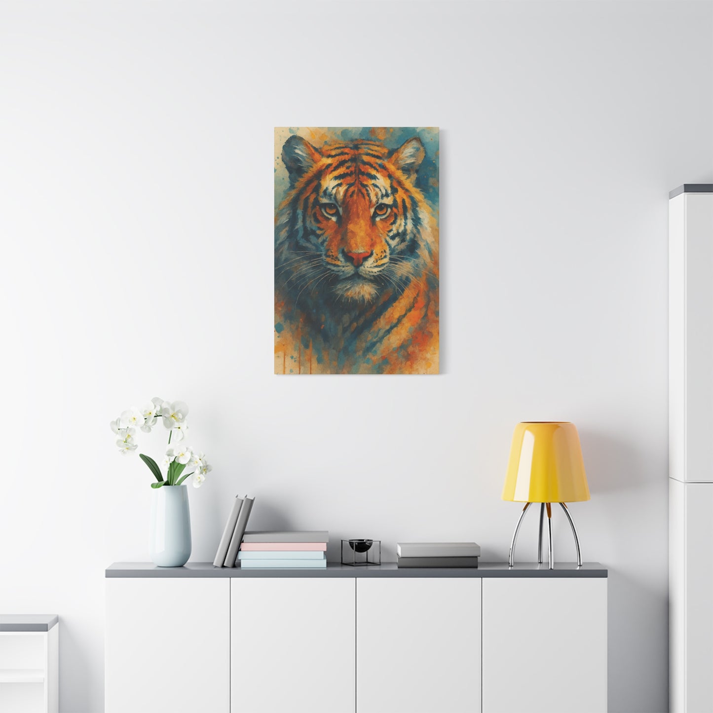 Tiger Portrait Matte Canvas Print — Bold Wildlife Wall Art, Stretched 1.25"