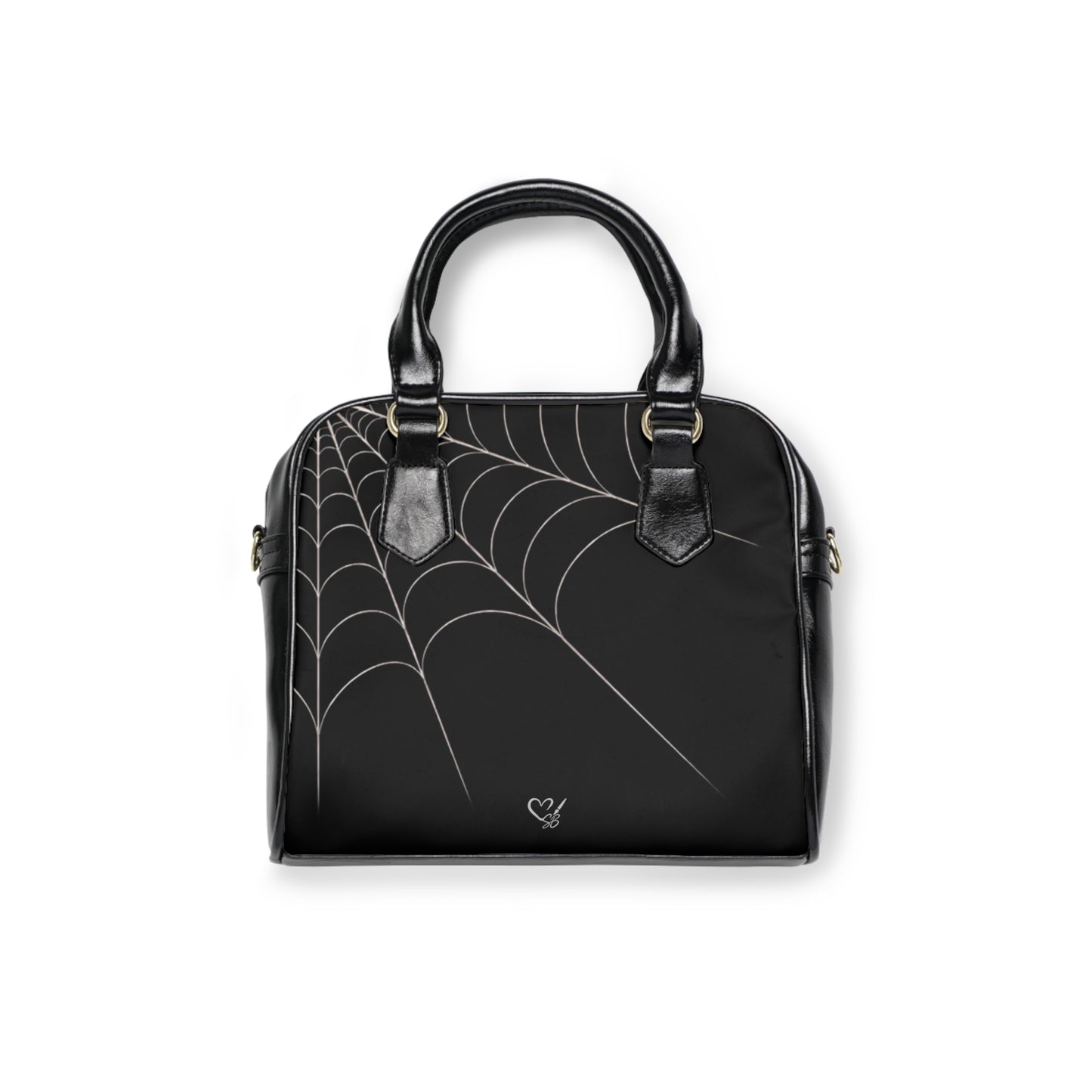 Drift-Spiderweb Shoulder Handbag — Gothic Black Web Print Purse
