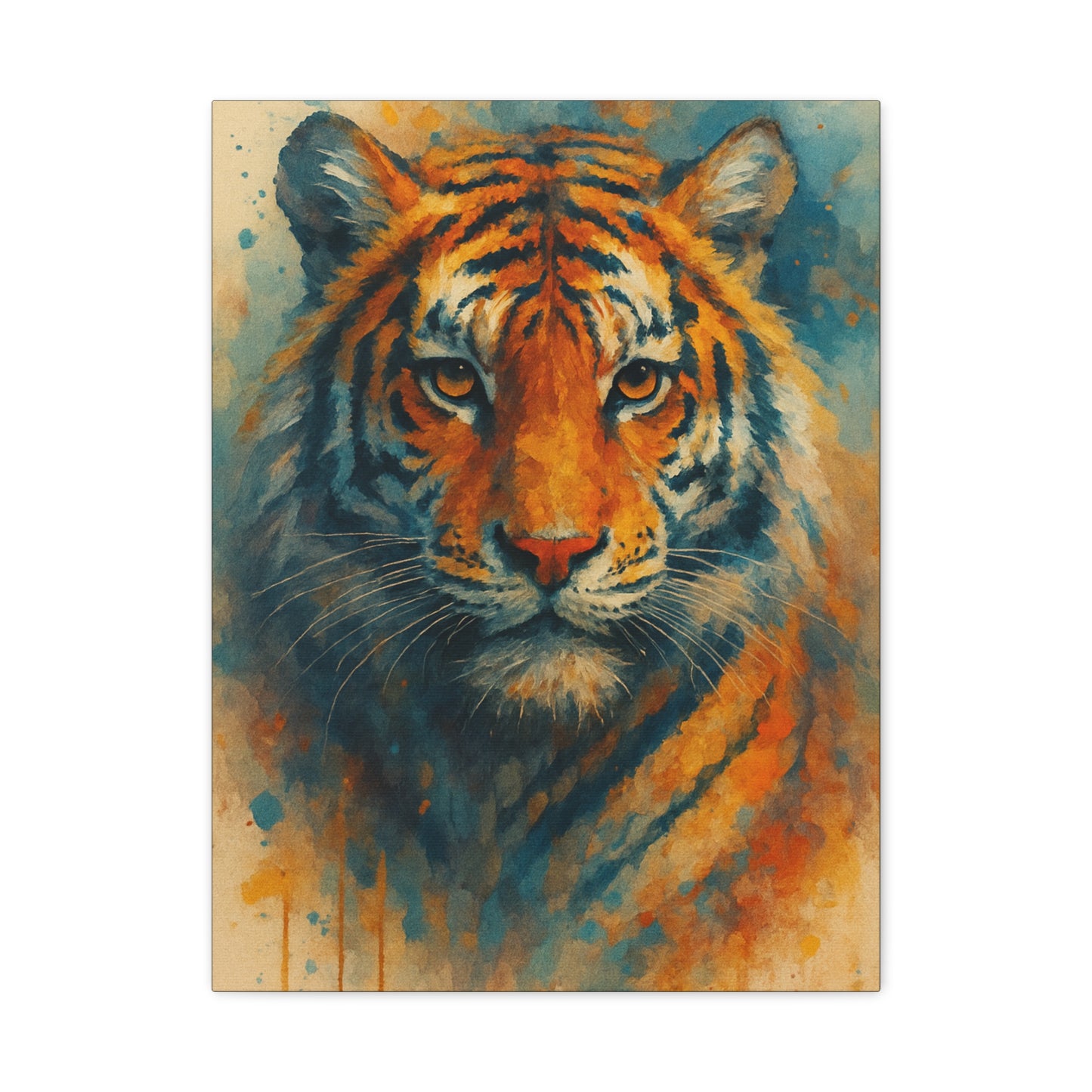 Tigger -Bold Colorful Abstract Animal Acrylic Ink Matte Canvas (Stretched)