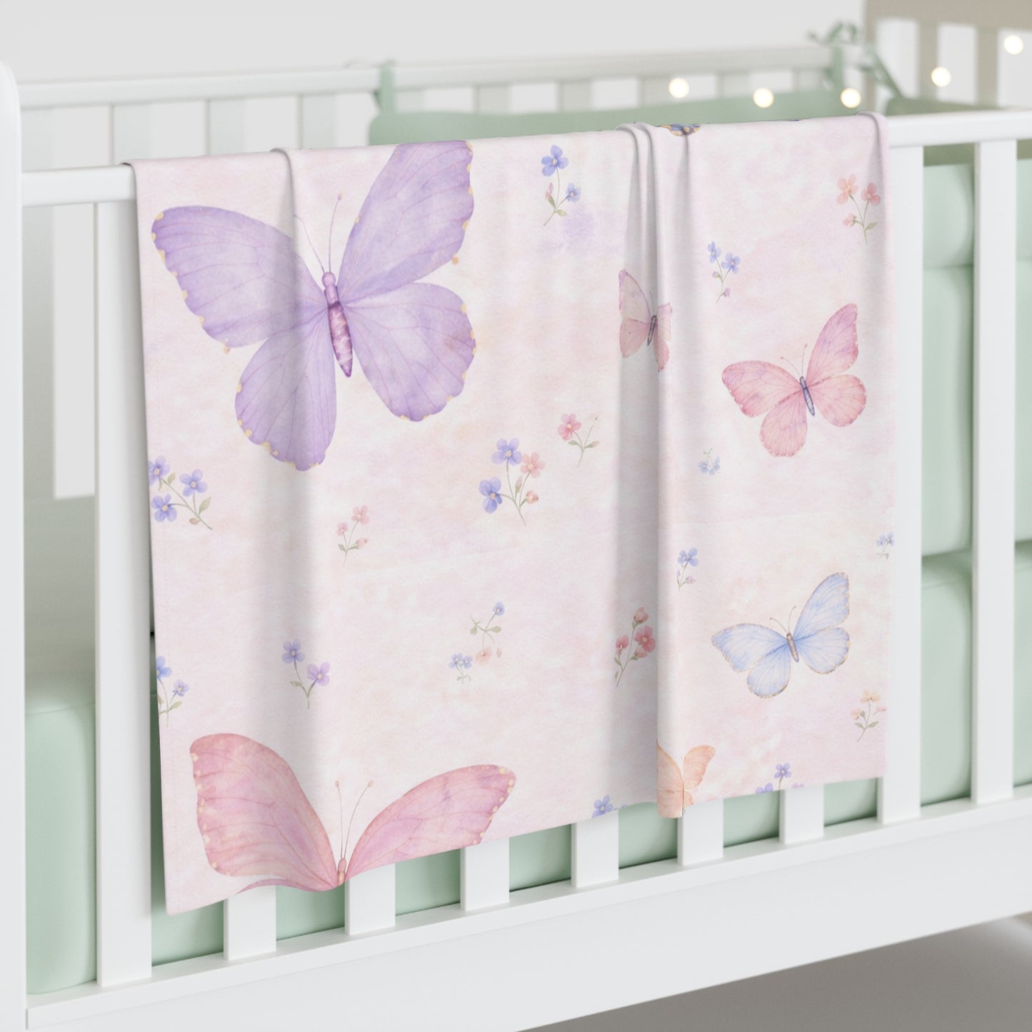 Manta envolvente para bebé mariposa — Envoltura de recién nacido floral rosa pastel