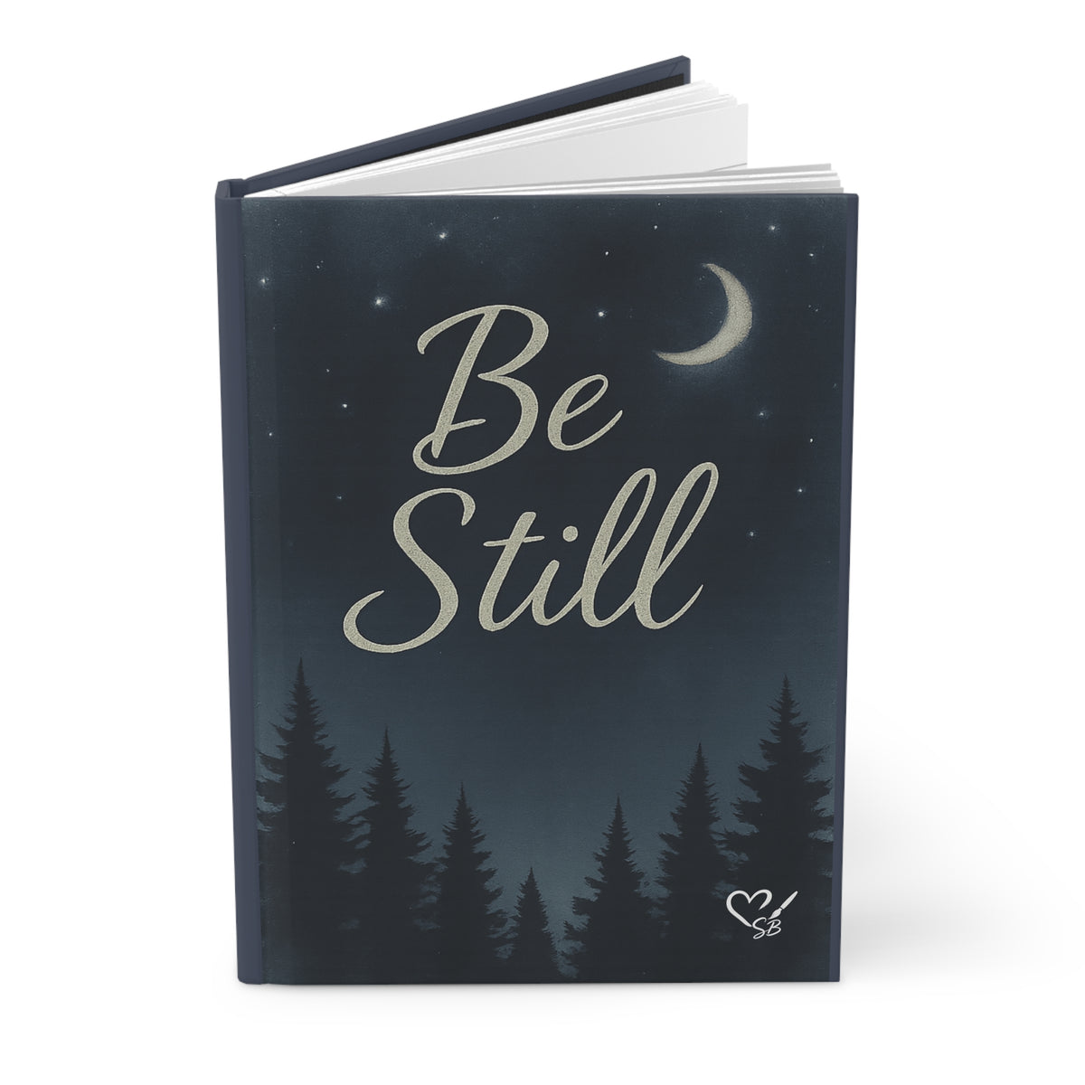 Be Still Night Forest Hardcover Journal — Lined Matte Notebook for Mindfulness & Prayer