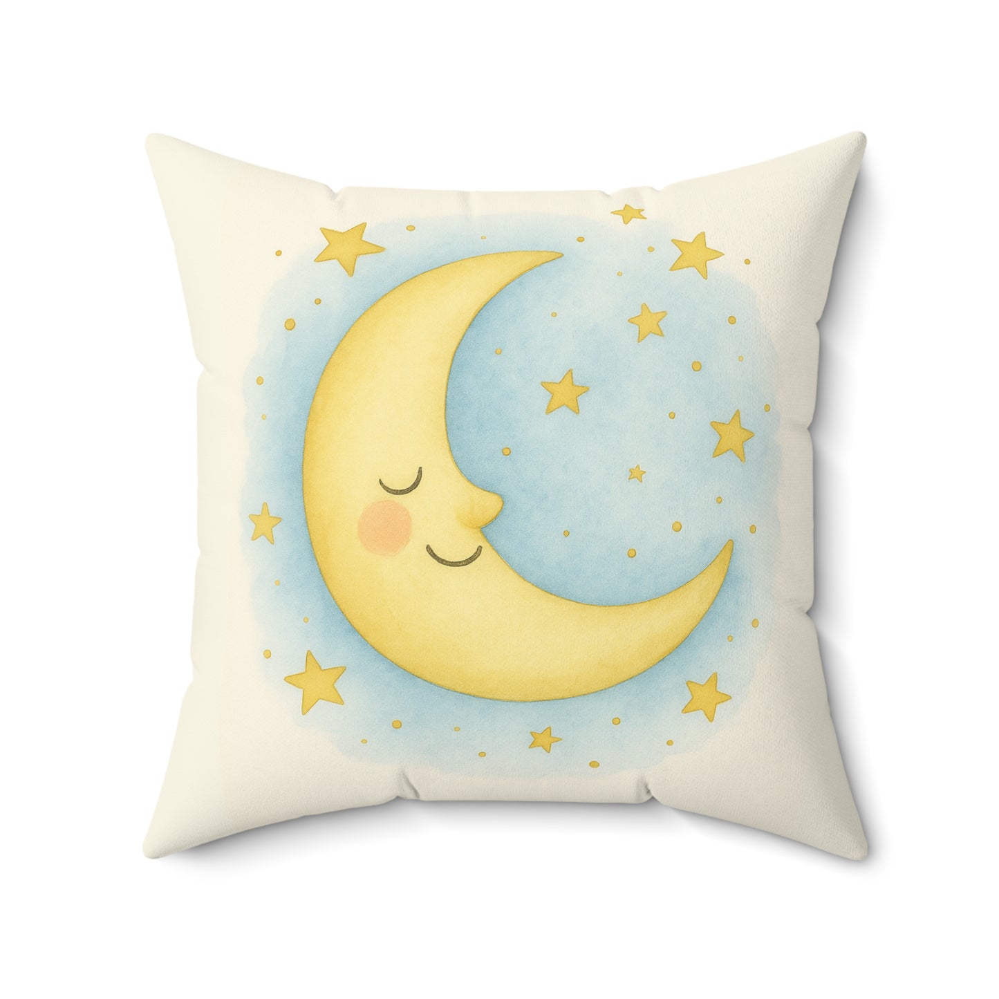 Teddy and Moon-Sleeping Moon Decorative Pillow — Nursery Throw Pillow for Baby Room