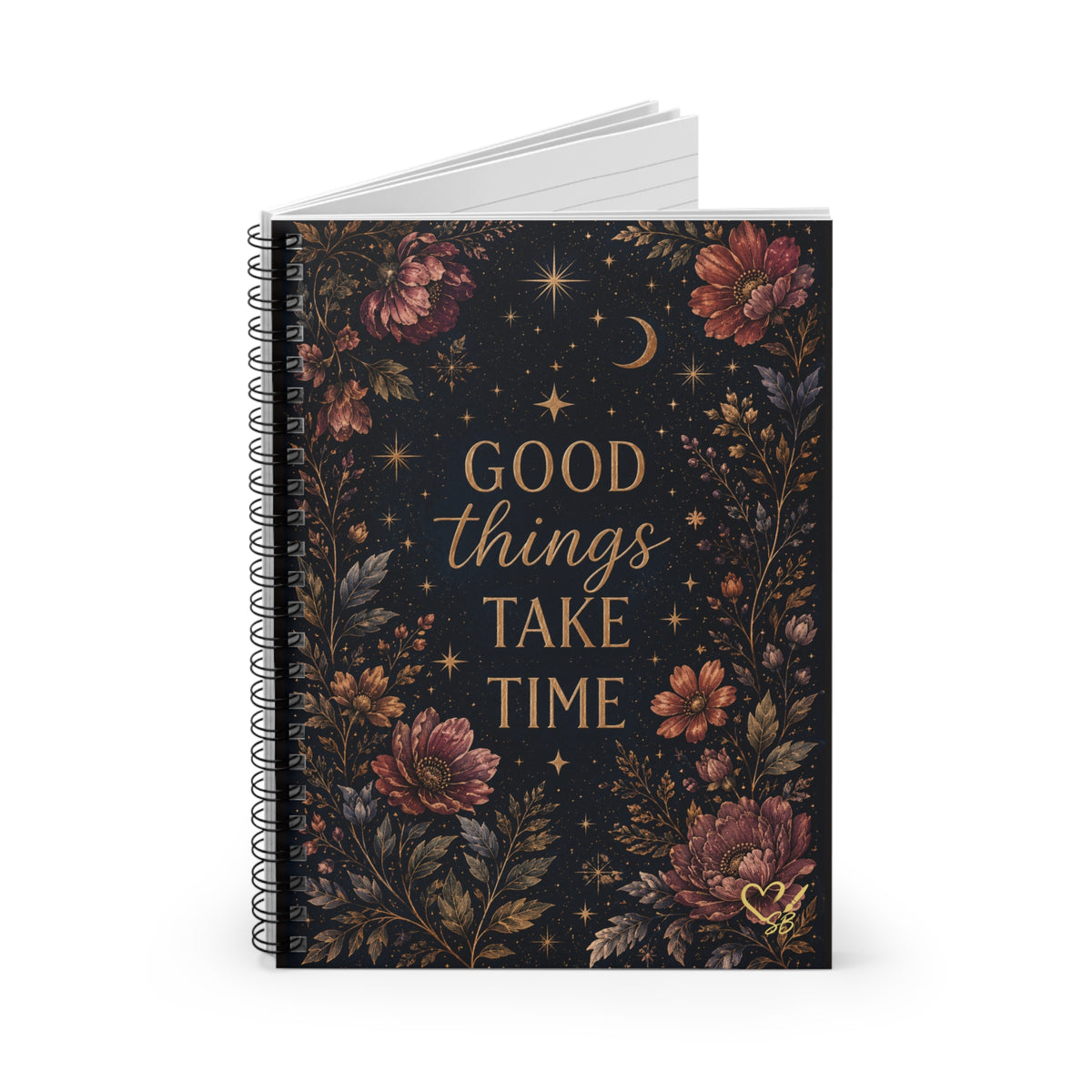 Good Things Take Time Spiral Notebook — Floral Inspirational Ruled Journal