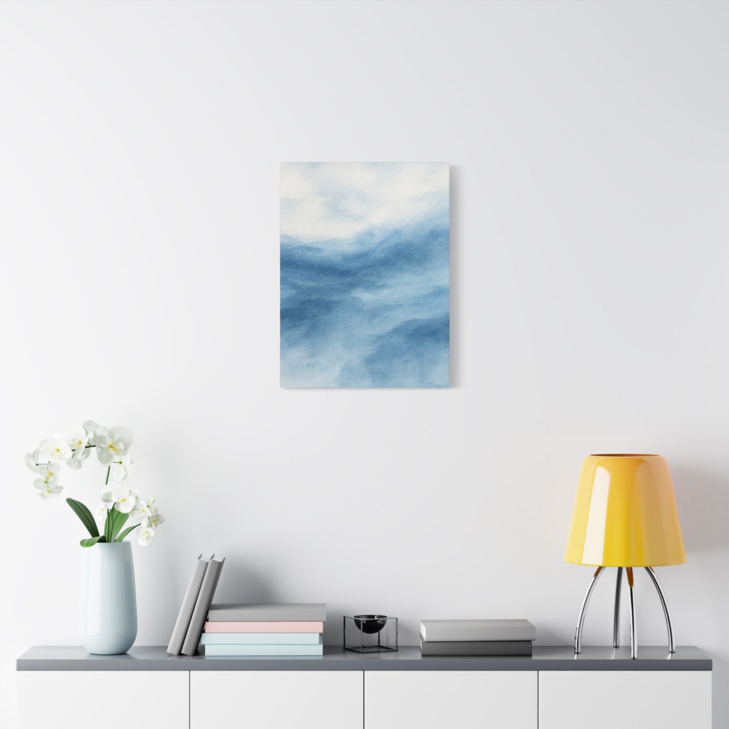 Lienzo Impreso "Océano de Acuarela Azul" 1 - Arte de Pared Estirado Mate