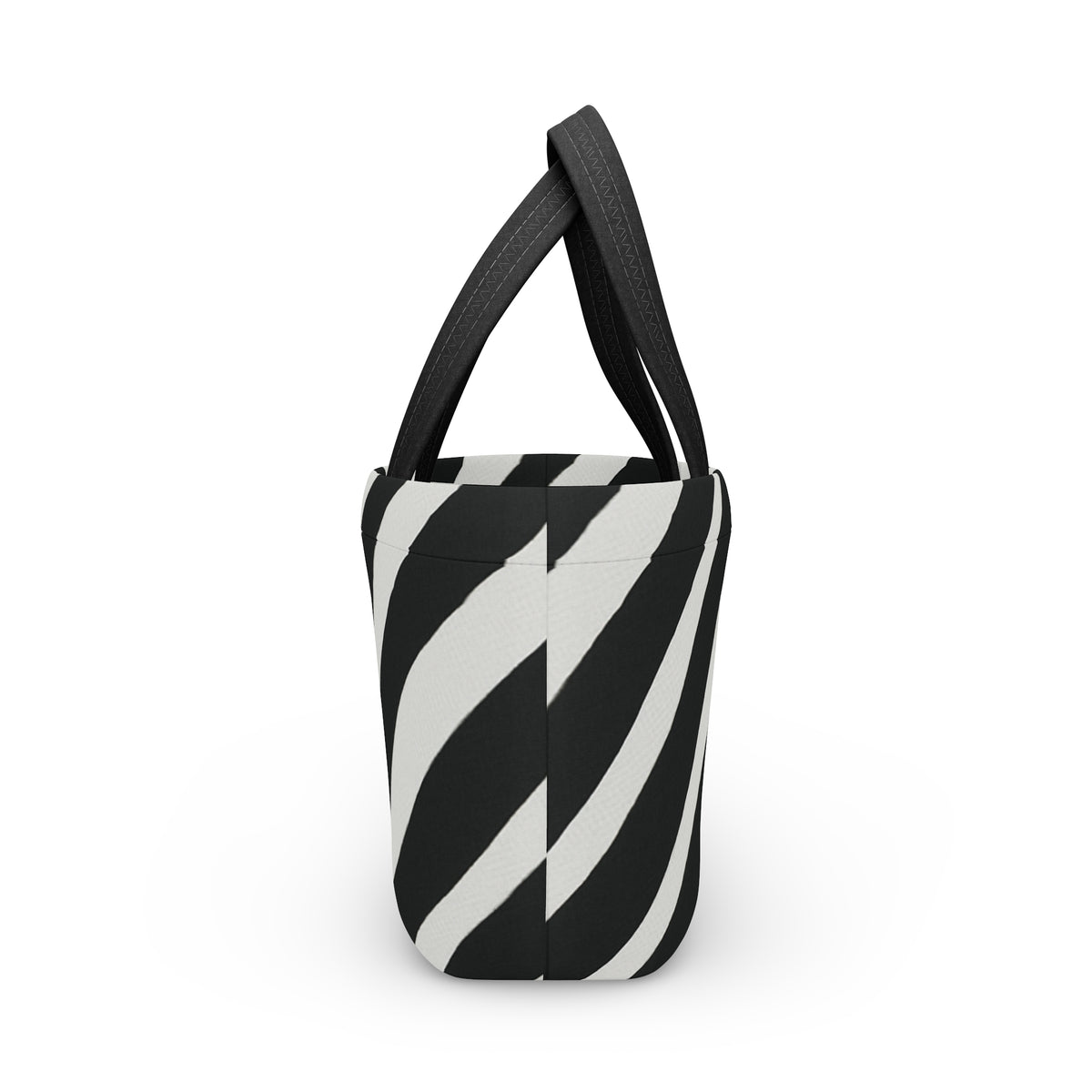 Zebra Print Lunch Bag — Insulated Black & White Animal Stripe Tote