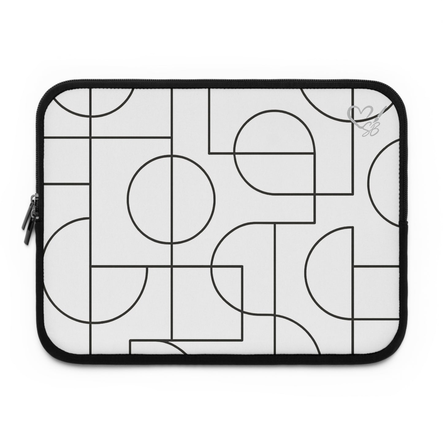 Estampado Geométrico — Colección Artesanal 2025 — Funda para Portátil — Estuche Protector de Neopreno en Blanco y Negro