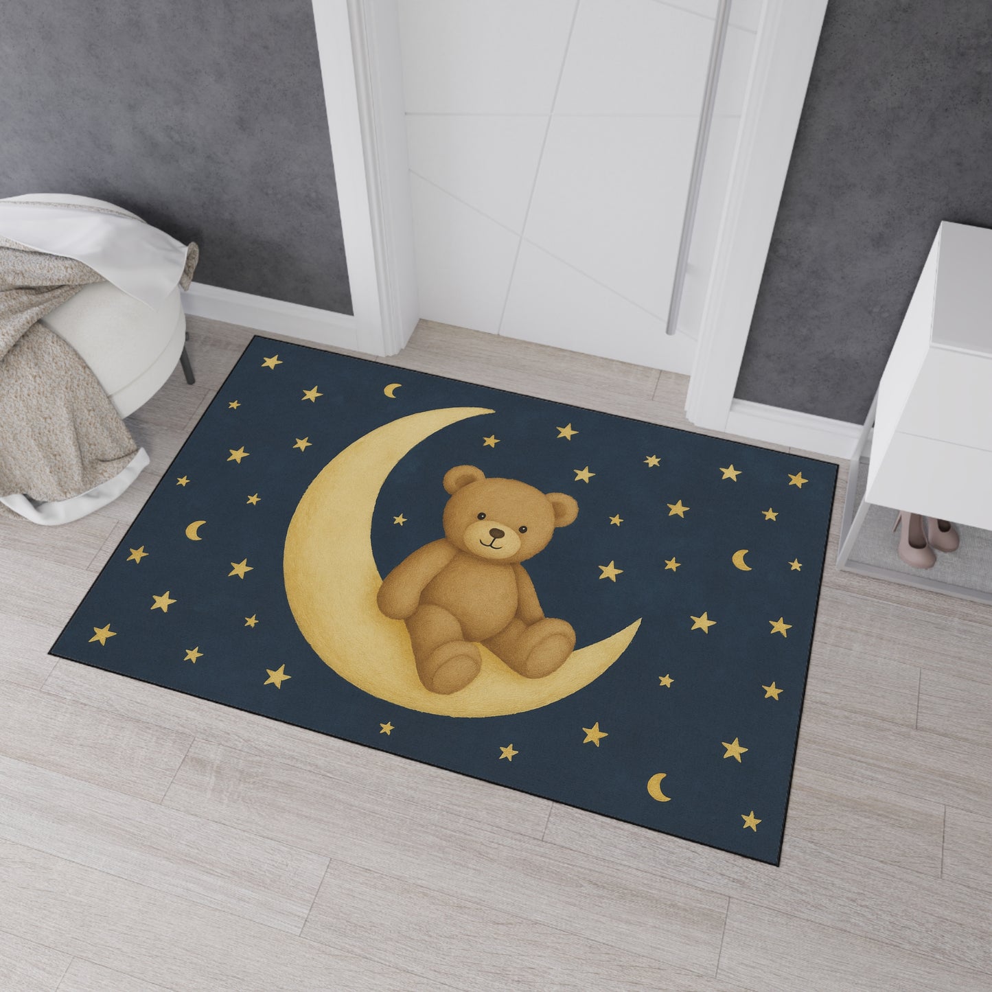 A la Luna – Alfombrilla resistente para suelo Starfield | Alfombra de juego y guardería Celestial