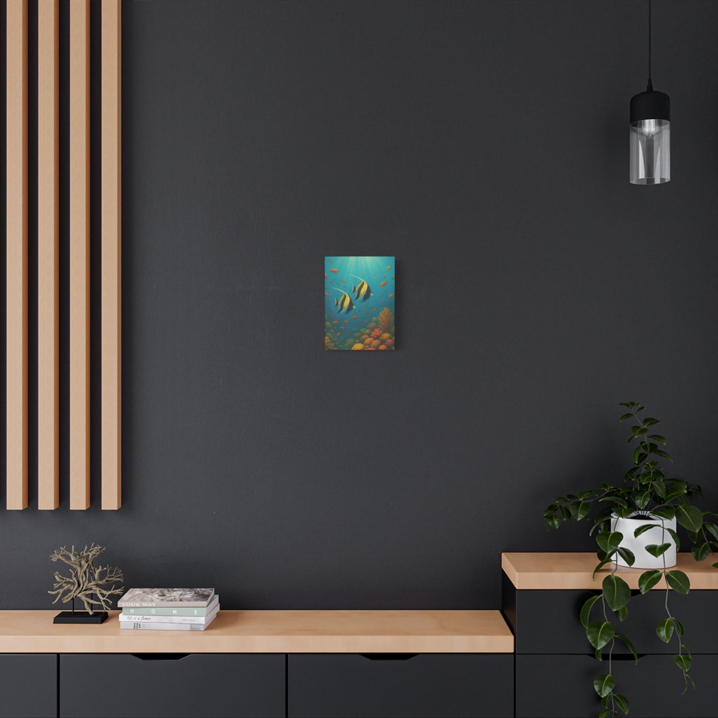 Lienzo Decorativo Arrecife de Coral Submarino — Arte de Pared de Pez Ángel Tropical