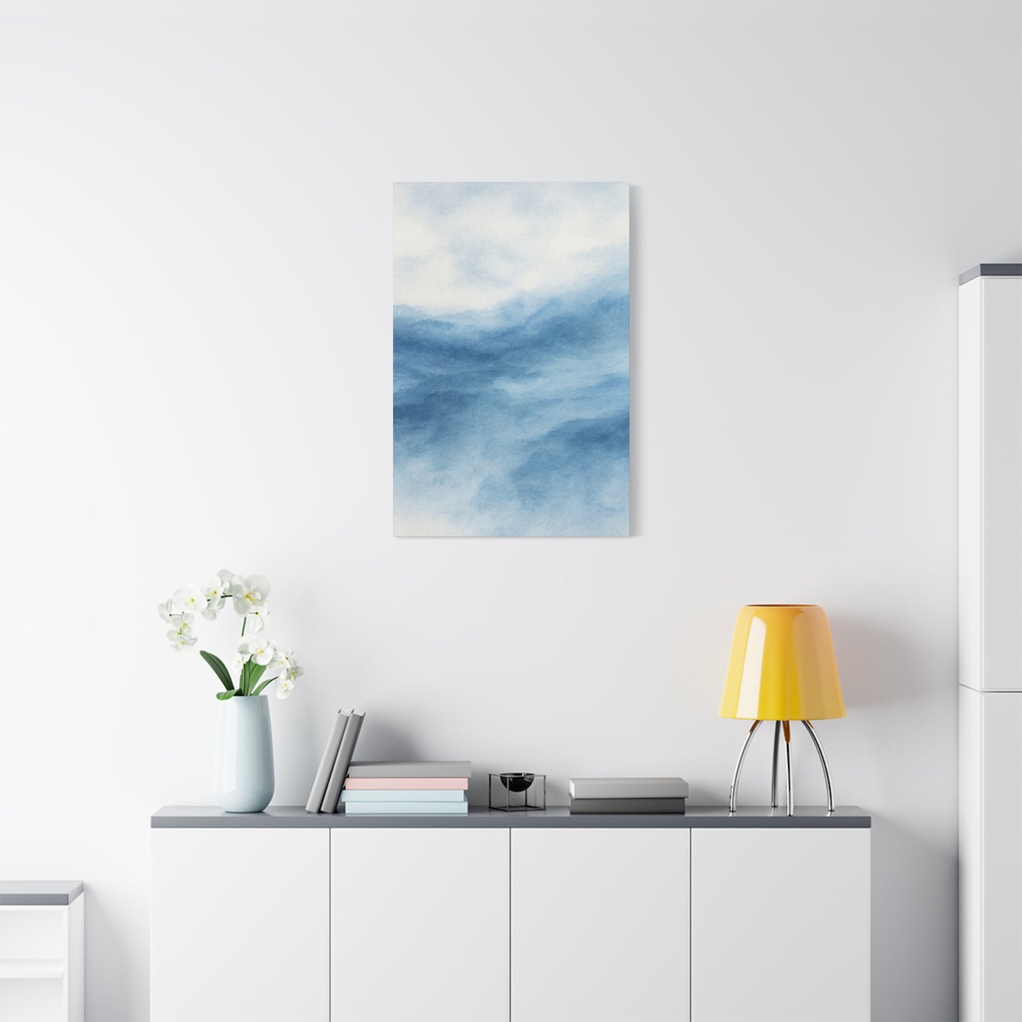 Lienzo Impreso "Océano de Acuarela Azul" 1 - Arte de Pared Estirado Mate