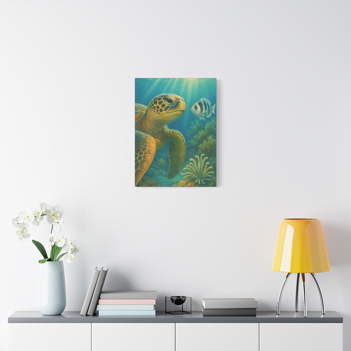 Sea Turtle Underwater Canvas Art – Matte Stretched Wall Decor