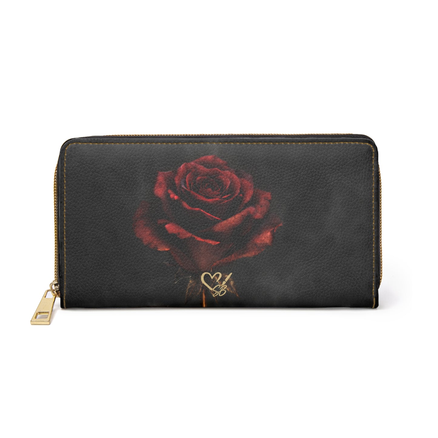 Billetera con cremallera Eternal Bloom – Cartera de mano elegante de polipiel con rosas rojas