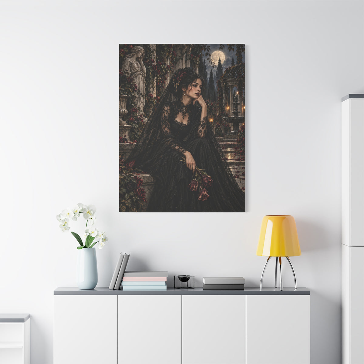 Gothic Mourning Lady -Garden of Sorrow-Matte Canvas Wall Art