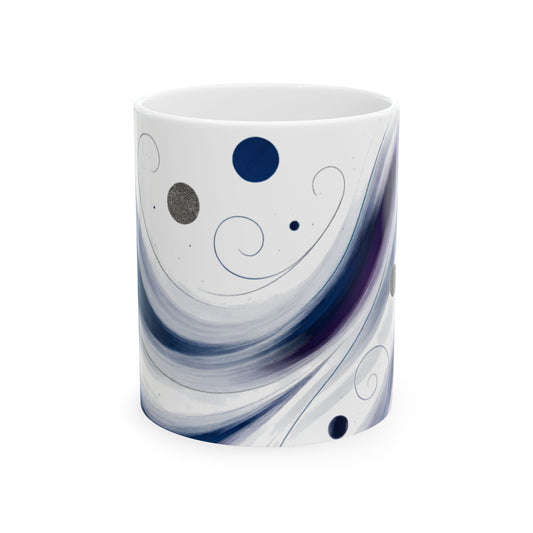 Blue Swirl 2-Soulful Collection- Ceramic Mug — Blue Wave Brushstroke Design (11oz, 15oz)