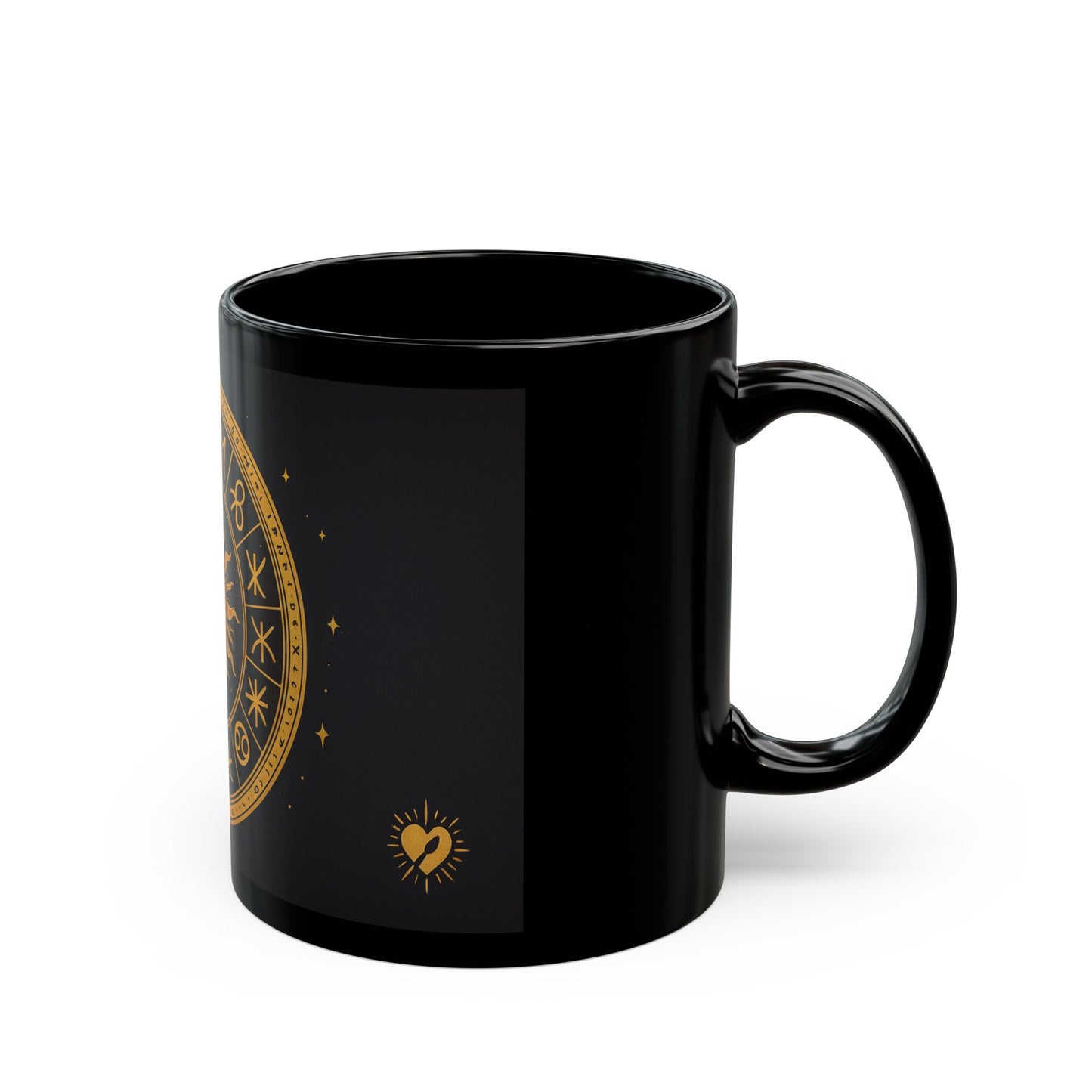 Taza Solar Disk-Black — Taza de café con símbolos astrológicos dorados (325 ml/444 ml)