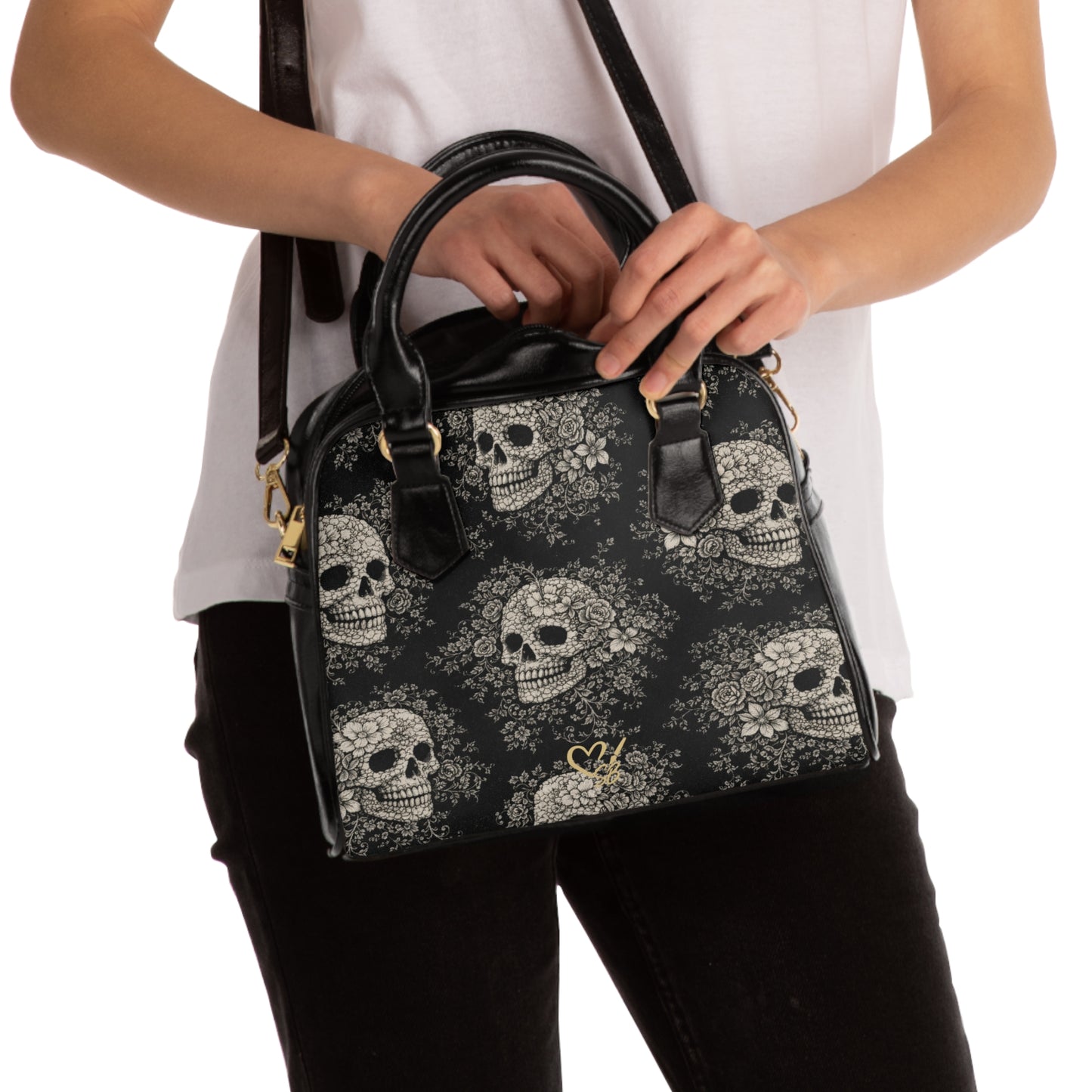 Bolso de Hombro Requiem Bloom – Cartera Satchel con Patrón Vintage