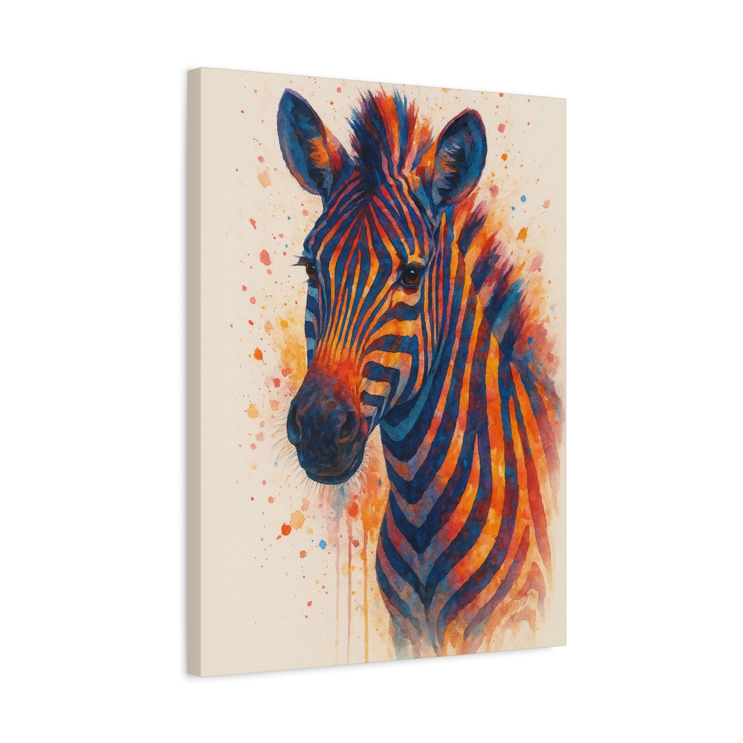 Zebra Watercolor Fine Art Print with Passepartout — Vibrant Animal Wall Art