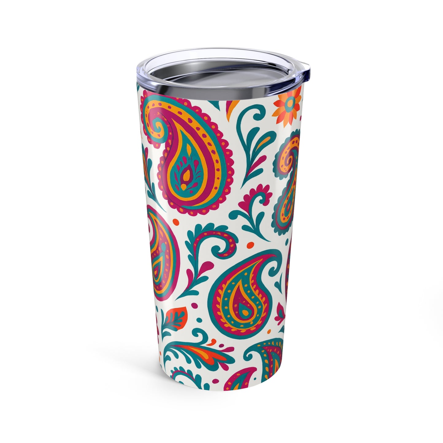 20oz Paisley Stainless Steel Tumbler – Colorful Floral Travel Cup
