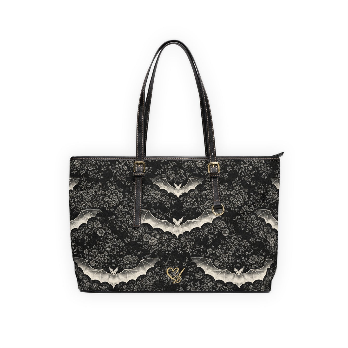 Bolso de Hombro de PU Eclipse Noir — Bolso Tote Floral Gótico