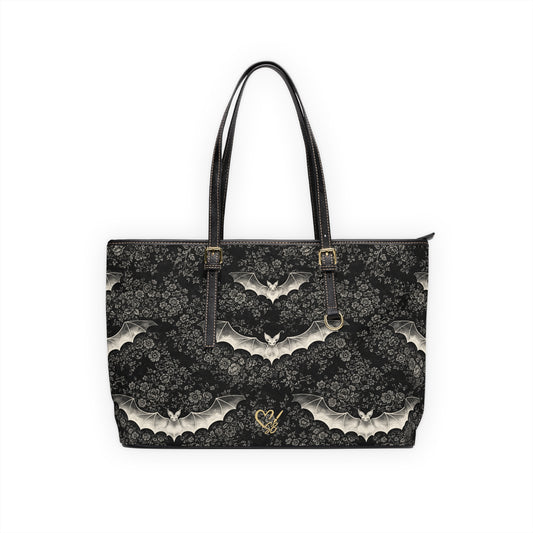 Bolso de Hombro de PU Eclipse Noir — Bolso Tote Floral Gótico