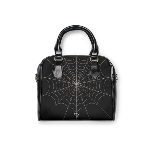 Core- Spiderweb Shoulder Handbag — Gothic Black Web Pattern Purse