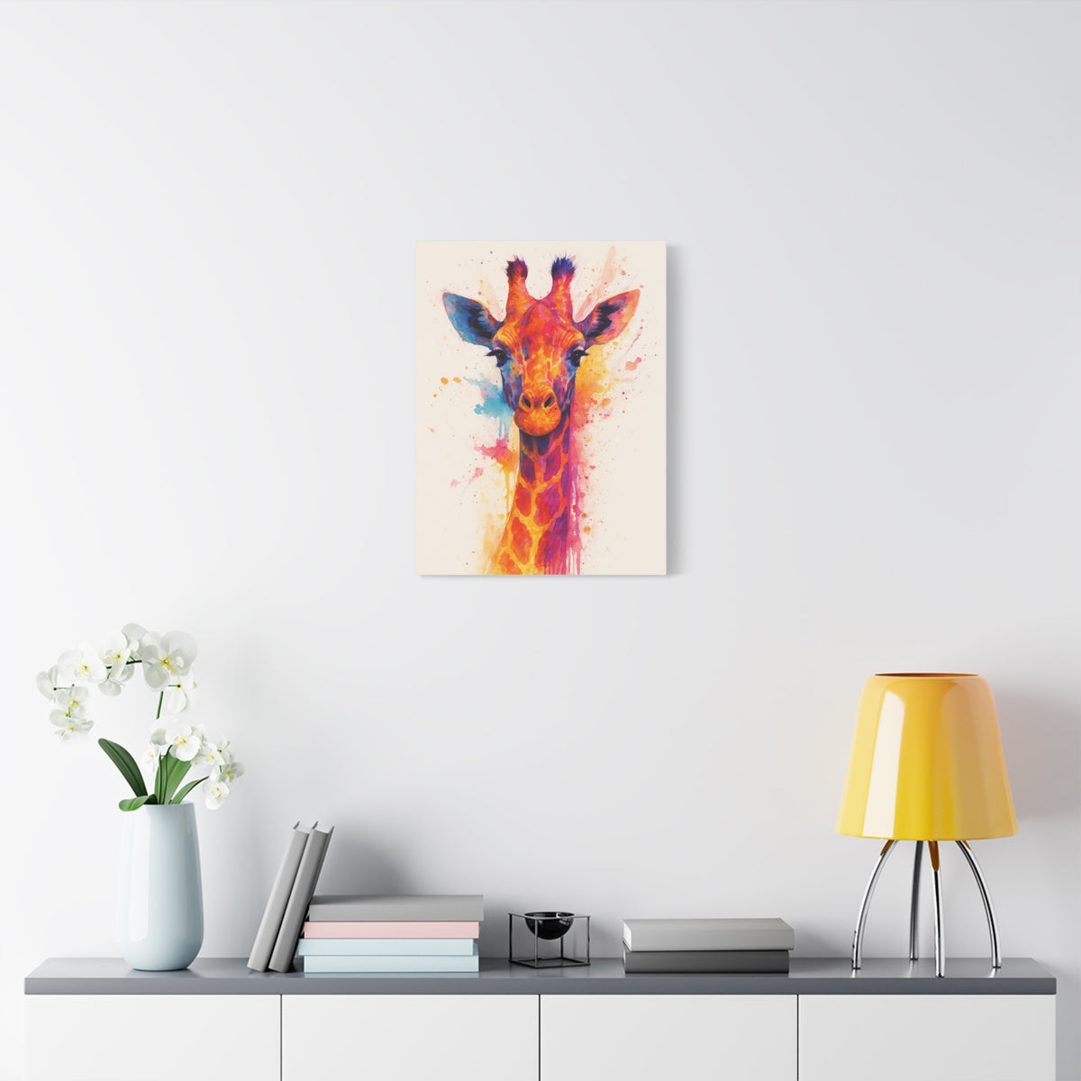 Jirafa — Tinta acrílica animal abstracta de colores llamativos Lienzo mate (estirado)