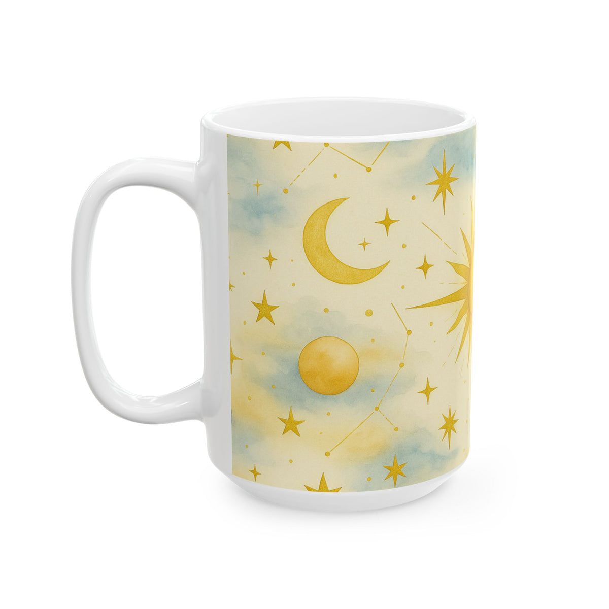 Celestial Sun and Moon-Celestial Dreams Collection- Mug 11oz - Starry Universe Design