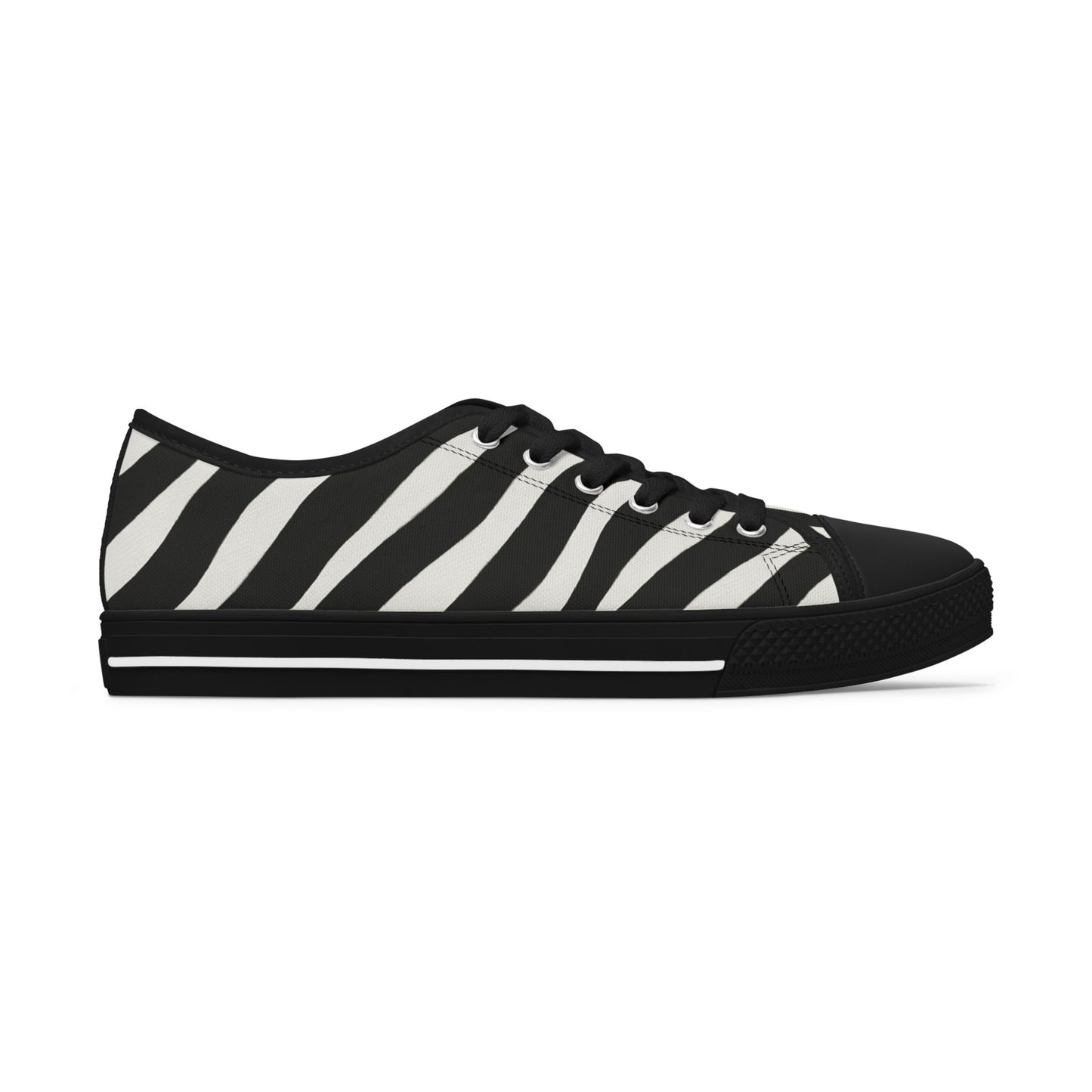 Zapatillas Bajas de Mujer con Estampado de Cebra — Zapatos de Lona Casuales con Estampado Animal Blanco y Negro